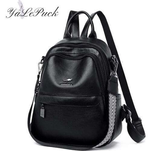 The New High Quality Leather Backpacks Women High Capacity Travel Backpack School Bags For Teenage Girls Shoulder Bag Mochilas