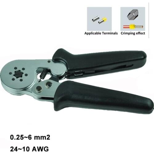 Self-adjusting crimping plier LSC8 6-6 for cable ferrules in hexagonal pressure line mode