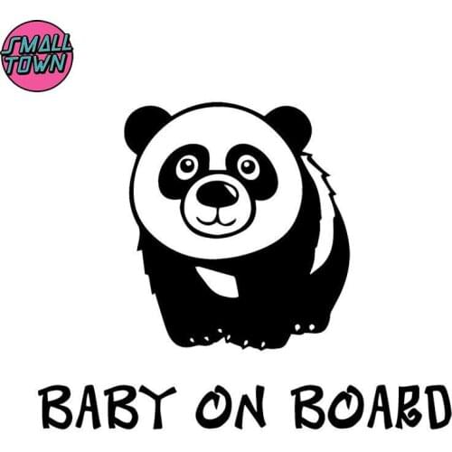Small Town 16.4X13CM BABY ON BOARD Cute Panda Warning Car Sticker Vinyl Decals Whole Body Decoration C25-0321
