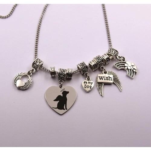 Dog angel in heaven stainless steel chain dog angel the rainbow bridge pet loss pet owner dog lover necklace