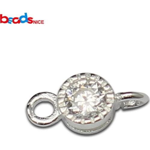 Pure Silver 925 Connector handmade double loop Sterling Silver zircon wholesale silver jewelry supplies ID 36309