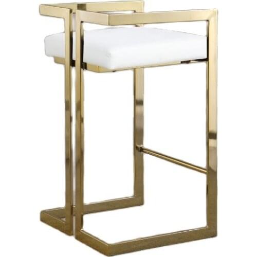 Modern light luxury velvet cushion, stainless steel high bar stool