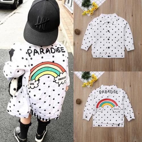 SUNSIOM Toddler Kids Baby Boy Girl Clothes Long Sleeve Rainbow Dot Outwear Spring Autumn Jacket Coat 2-7 Years