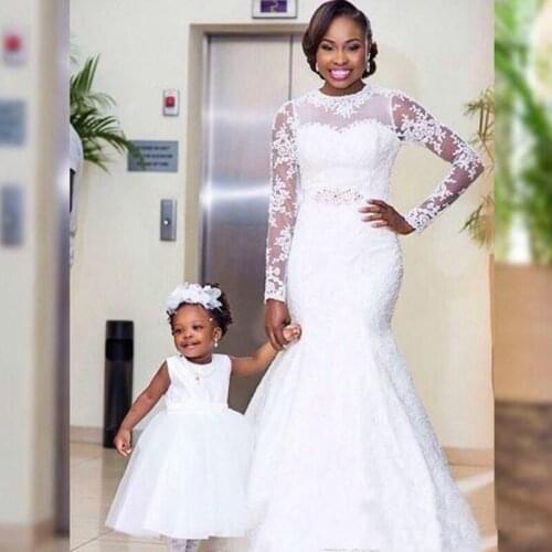 Vintage 2020 Mermaid Wedding Dresses Sheer Jewel Long Sleeves Lace Appliques Wedding Dress Sweep Train Plus Size Bridal Gowns