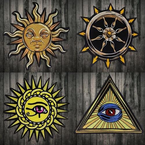 Embroidery Eye Patches Sun Smile patch Iron on Badges Clothes Biker Punk Jeans Jacket Appliques Sticker Sewing Craft