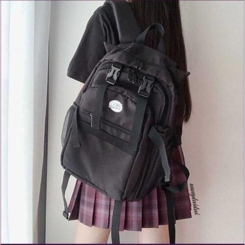 Japanese Cat ears gothic female school bag large capacity Harajuku hip hop dark Ulzzang women backpack kawaii couple school bag