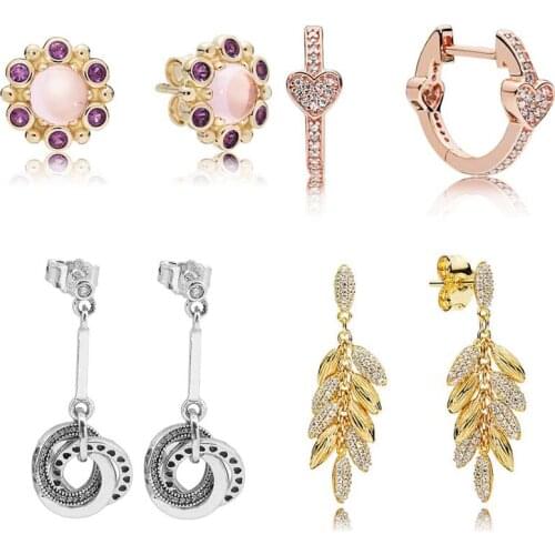 925 Sterling Silver Earring Heraldic Radiance Purple Blush Alluring Hearts Interlocking Circle Earring For Women pan Jewelry