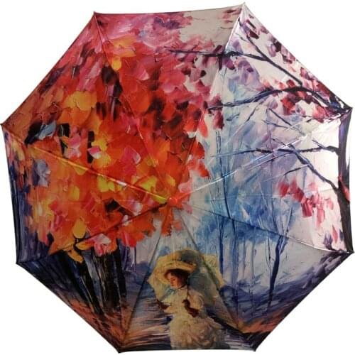 Womens Automatic Umbrella,Folding Umbrella Portable(Satin Fabric,Photoprint,Strong Windproof & Waterproof)For Rainy Sunny Day
