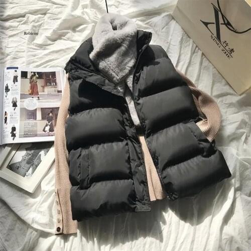 Sleeveless Vest Female Winter Youth Korean Solid Color Cotton Loose Winter Vest Women Jacket Waistcoat Mujer Chaqueta