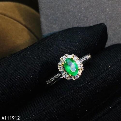 KJJEAXCMY fine jewelry natural Emerald 925 sterling silver new adjustable gemstone women ring support test popular elegant