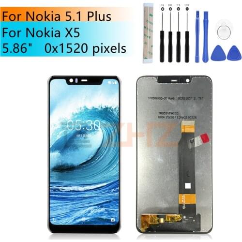 For Nokia X5 LCD Display Touch Screen Digitizer Assembly For Nokia 5.1 Plus Display Replacement Repair parts 5.86"