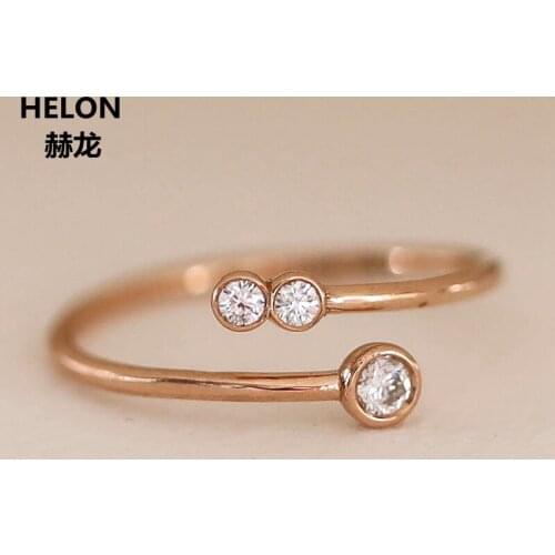 0.05ct SI2/H Full Cut Natural Diamonds Engagement Ring Women Solid 14k Rose Gold Wedding Band Trendy