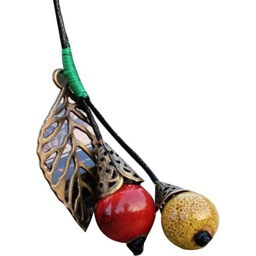 1pc Classic Womens Necklace Vintage Ceramic Beads Sweater Necklace Personality Hot Party Holiday Girl Gift