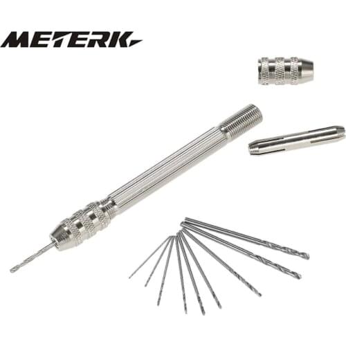 10psc Professional Mini Hand Drill Set with High-speed Steel Twist Drill Bit Set Holder Double Chuck Hand Drill Little Pin Vise