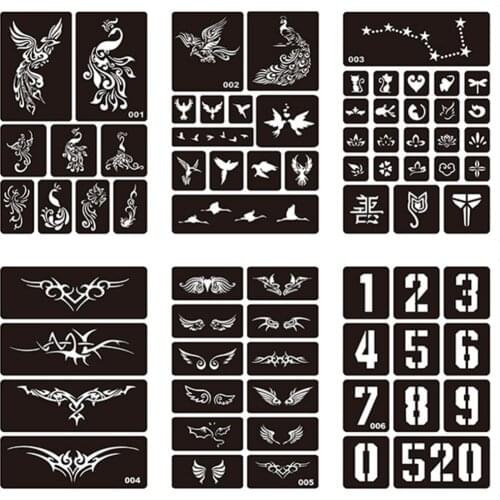 15 Styles 1 Sheet Henna Indian Waterproof Tattoo Stencil Design Women Body Art Airbrush Paint Temporary Tatoo Sticker #275072