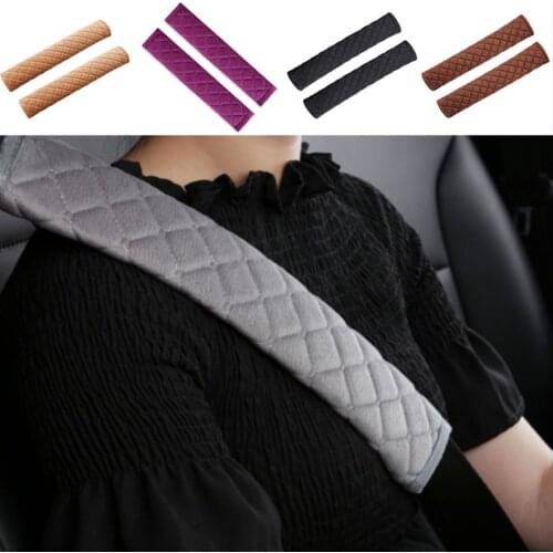 2pcs Car Seat Belt Pads Plush Soft Auto seat Seatbelt Cover Cushion Car seat Shoulder Strap Protector Automobile Seatbelt cover