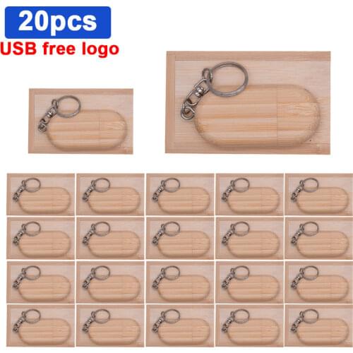 20pcs/lot Free custom logo wooden usb flash drive with box pen drive 64GB 32GB 16GB 4GB USB memory card pendrive personal gift