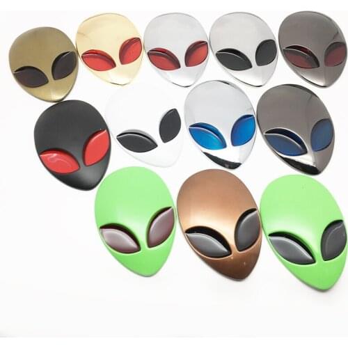 3D Car Stickers Cool Metal Alien Head Logo Car Styling Metal Badge Emblem Tail Decal Motorcycle Car Accessories Automobiles