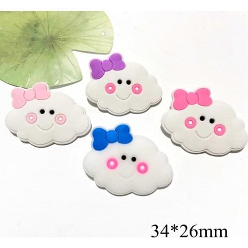 40Pcs/lots 3D Bow Shy Cloud Soft Rubber Patches Girls Planar Scrapbooke Decor Home Accessories DIY Jewelry Make Craft Phone Case