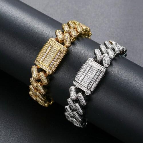 5mm Design Bling Square Cubic Zirconia Bracelets for Hiphop Jewelry Punk Crystal Bracelets Girl Party Bangle