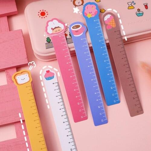 5pcs Cartoon Kawaii Cute Plastic Straight Ruler Bookmark Bendable Ruler Student Office Creative Painting Scale Stationery