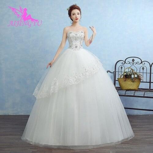 AIJINGYU 2021 princess Customized new hot selling cheap ball gown lace up back formal bride dresses wedding dress WK133