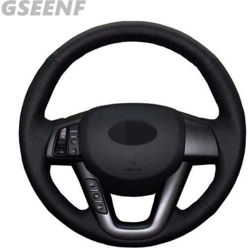 Car Accessories Steering Wheel Cover For Kia Optima Kia K5 2011-2013 Black Hand-stitched Soft and non-slip Artificial Leather