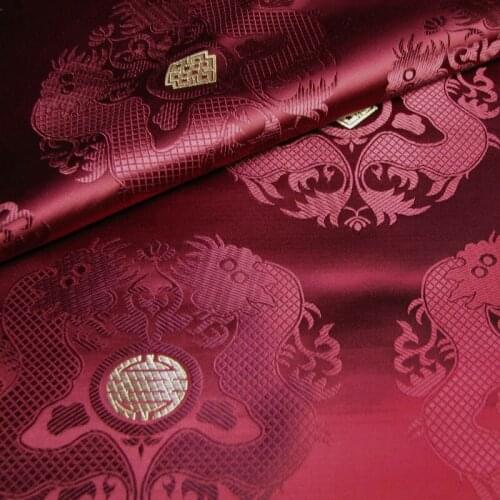 CF1121 Dark Red/Brown Dragon Jacquard Chinese Style Brocade Fabric Qipao Cheongsam Clothing Costumes DIY Sewing Materials