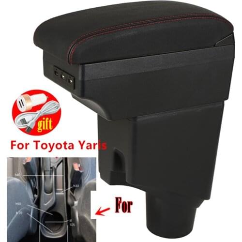 For Toyota Yaris Armrest For Toyota Yaris hybrid Car Armrest box 2021 2020 2019 2018 Retrofit parts Interior Storage box USB LED