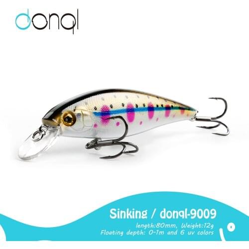 DONQL 1Pcs Sinking Fishing Lure 80mm 12g Wobbler Minnow Hard Bait High Quality Artificial Carp Bait Swim Ocean Boat Fishing Lure