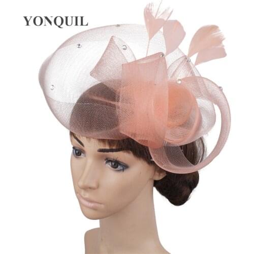 Elegant Bride Mesh Fashion Headwear Women Tulle Fascinator Hat Hair Pin For Ladies Gorgeous Hair Accessories With Fancy Flower