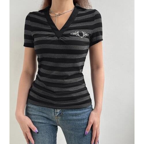 Женские полосатые футболки FYBITBO China At AliExpress