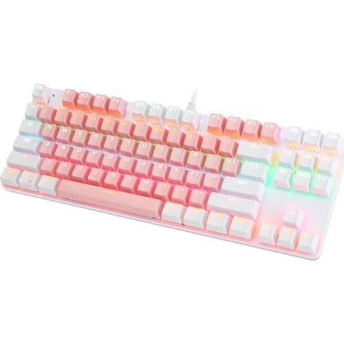 Hot Wired Keyboard For Tablets PC Laptop Gamer K100 Two-Color 87-Key Green Axis Mechanical Keyboard Universal Gaming Keyboard