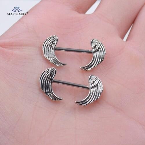 2 pcs/lot New Sexy Woman Nipple Ring Feather Stainless Steel Wings Nipple Piercing Stainless Steel Jewelry Body Piercing Pircing