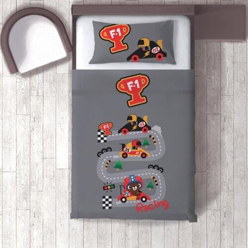 Duvet Cover Set Bedding Set Pillow Case for Baby and Kids Room 3D Printed Formula1 Gray Road Model 003