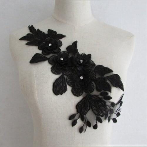 New arrive black venise fabric lace collar fine fashion sewing embroidery applique accessories decorate costume YL1074