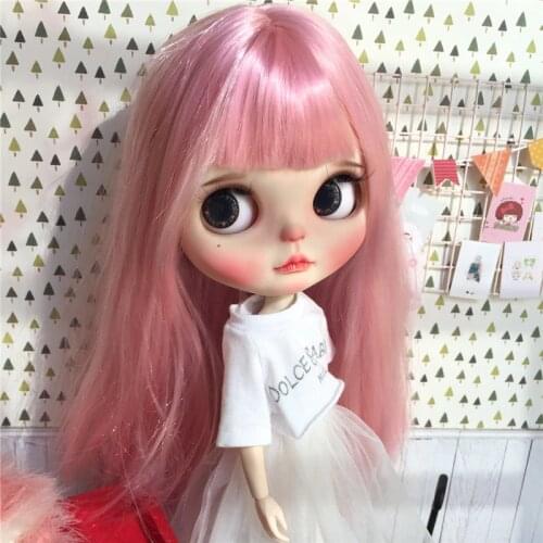 ICY DBS Blyth doll 1/6 bjd joint body white skin pink hair shiny face 30cm toy nude doll