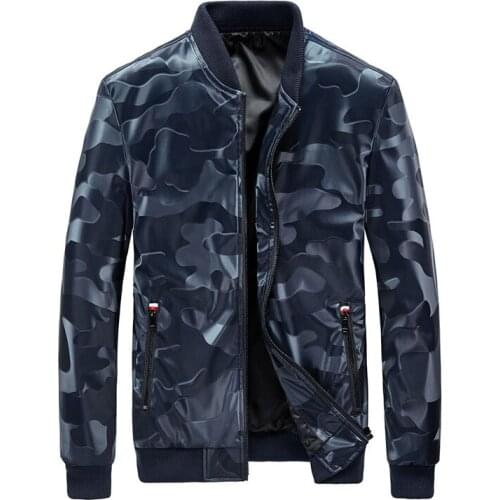 Mcikkny Fashion Mens Camouflage Leather Jackets Slim Pu Leather Jackets Coats Male Stand Collar