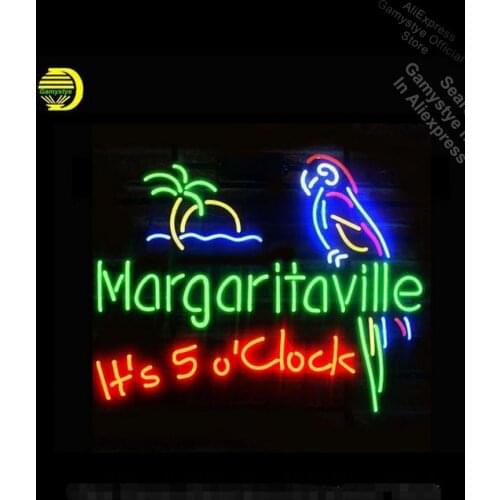 Fashion Neon Sign MARGARITAVILLE JIMMY Handcrafted Real Glass Parrot Window Recreation Room Advertisement Sign Lighting Led Tube