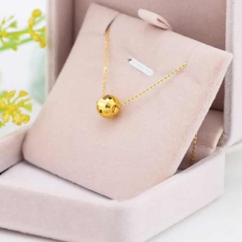 Real 24K Yellow Gold Pendant 999 Gold 3D 6mm Beads Necklace Pendant