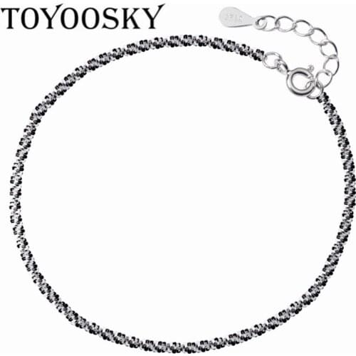 Real 925 Sterling Silver Jewelry Simple OL Shiny Stars Shape Chain Bracelet Adjustable Charm for Girl Woman Gift