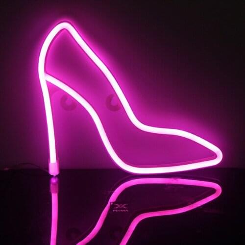 High Heel Neon Signs Special LED Night Light Wall Decor Battery Powered for Home Bedroom Bar JDH88