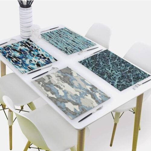 Line Pattern Placemat for Dining Table Camouflage Print Drink Coasters 32x42cm Rectangle Coaster Tableware Mat Kitchen Decorat