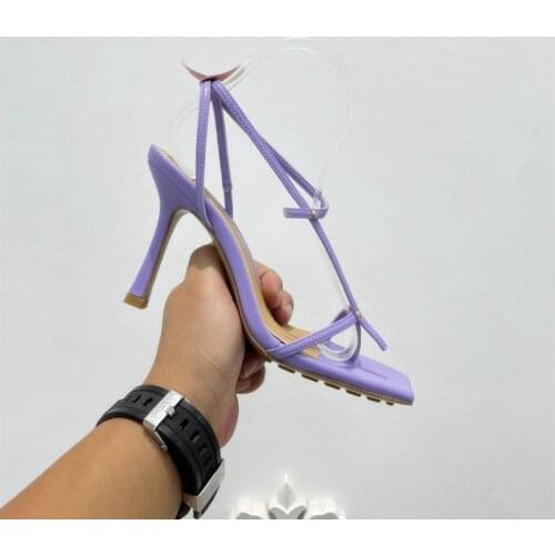 Casual Designer fashion women shoes Nappa ankle-strap sandals with an elongated squared toe sandalias de las mujeres 2021