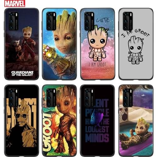 Silicone Cover Marvel I am Groot For Huawei P 50 P40 P30 P20 P10 P9 P8 Pro Plus Lite E mini 2017 2019 Phone Case