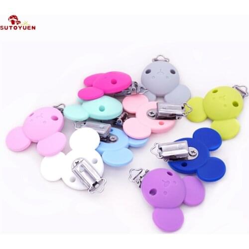 5PCS SUTOYUEN BPA Free Mickey Shape Silicone Pacifier Holder Cartoon Clip For DIY Dummy Clip Accessories Feeding Baby Toy Clips