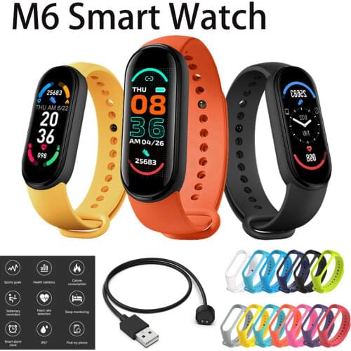 M6 Smart Bracelet Heart Rate Blood Pressure Monitor Message Push Fitness Tracker Sports Band With Bluetooth Women Men Smartwatch