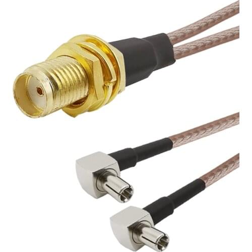 SMA Female to Dual TS9 Male Right Angle Y Type Splitter Combiner Pigtail RG316 Cable SMA-TS9 for HUAWEI For ZTE 3G 4G modem
