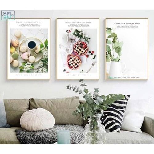 SPLSPL Nordic Restaurant Gourmet Still Life Modular Print Picture Wall Art Canvas Paintings Decoration for Living Room No Frame