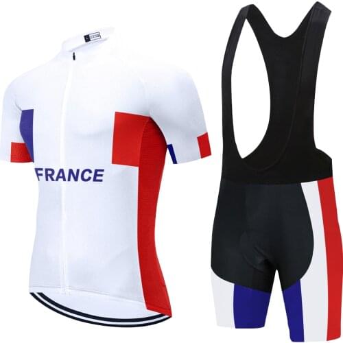 France National Team Cycling Jersey Mens Bike Clothing Ropa Ciclismo Breathable Short Sleeve Polyester MTB Cycling Cothing Set